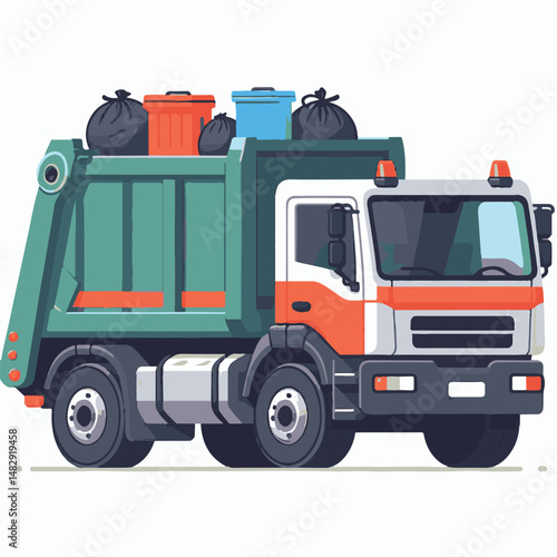 truck, trash, garbage, service, waste, recycling, recycle, rubbish, vehicle, environment, junk, transport, collection, container, transportation, clean, dump, disposal, garbage truck, environmental, r