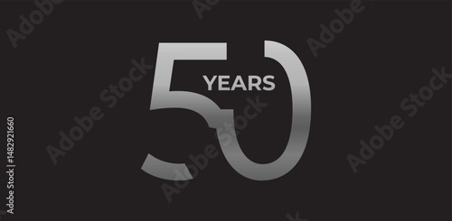 Silver 50 years milestone branding , anniversary logo in gradient metallic, evokes legacy, strength, excellence. Modern event design, institutional heritage. Half a century years. Vector illustration