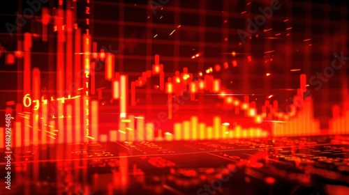 Wallpaper Mural A data graph is depicted with a red overlay representing a market decline Torontodigital.ca