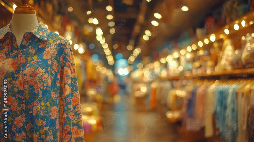 Obraz premium Blurry view of clothing store interior