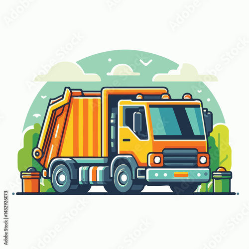 truck, trash, garbage, service, waste, recycling, recycle, rubbish, vehicle, environment, junk, transport, collection, container, transportation, clean, dump, disposal, garbage truck, environmental, r