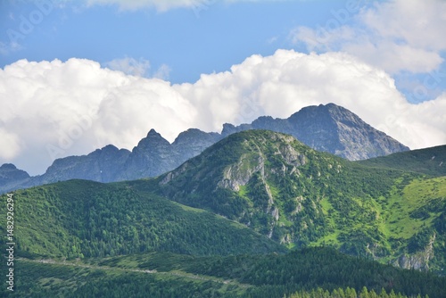 Obraz na płótnie Tatra mountains landscape in summer. Beautiful aerial Carpathian mountains view in Poland. Tatra National Park w salonie
