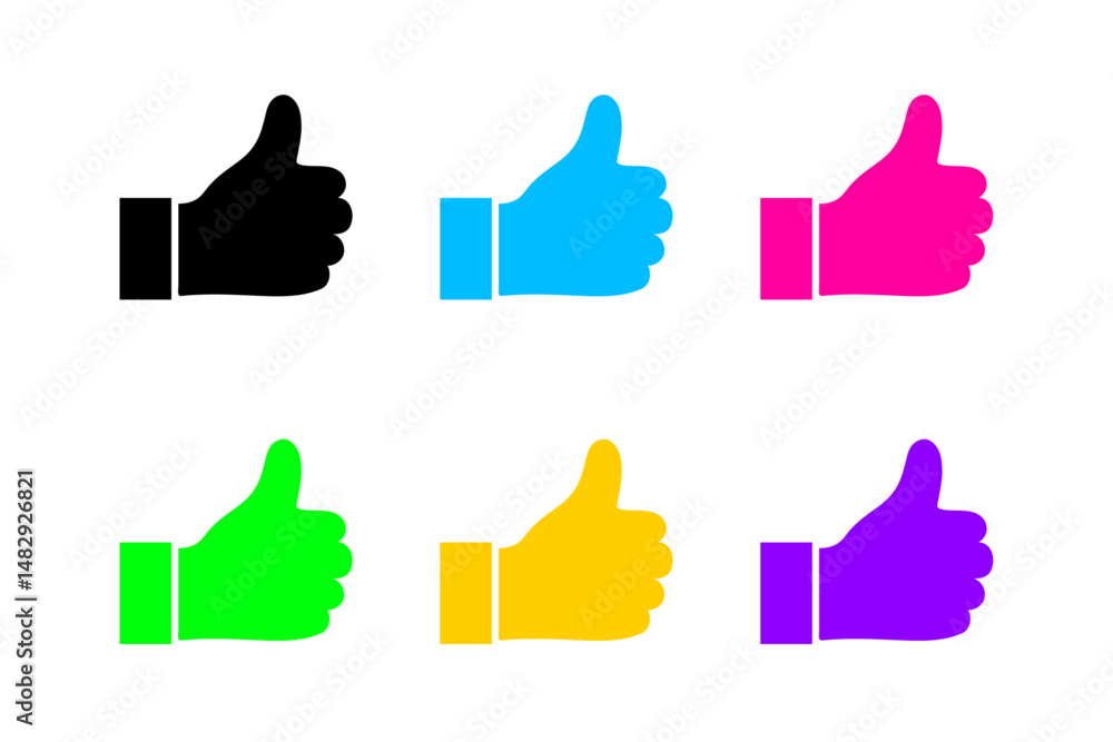 Set of Flat Thumbs Up Icon on White Background. Vector illustration Set of Flat Thumbs Up Icon on White Background. Vector illustration