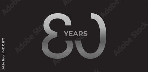 80 years milestone branding, anniversary logo in gradient metallic, evokes legacy, strength, excellence. Modern event design, brand legacy celebrations, institutional heritage. Vector illustration.