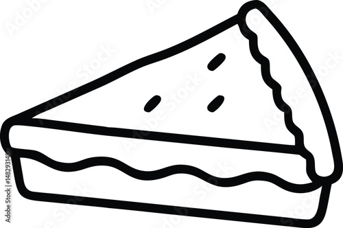 Line Art Icon of a Pie Slice with Wavy Crust