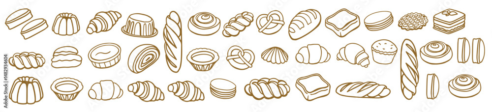 Isolated vector set of Bakery. Hand drawn and chalked cookies, barolls, pies, cakes, pastries, croissants.. Vintage template with pastries sketch. Fresh bakery. Shop. Template. Isolated vector set of Bakery. Hand drawn and chalked cookies, barolls, pies, cakes, pastries, croissants.. Vintage template with pastries sketch. Fresh bakery. Shop. Template.