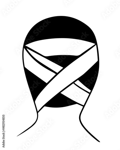 Vector isolated illustration of bandaging a person's head. First aid for head injury.