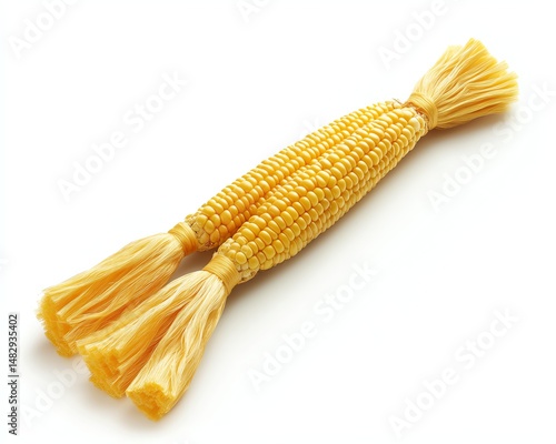 Three ears of corn tied together in a decorative style.