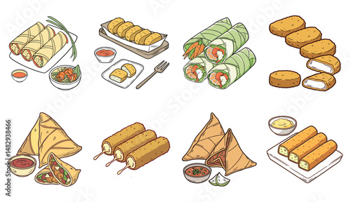 Savoury Snacks & Finger Foods:Aset of
Sandwich, Samosa, Spring rolls, Chicken nuggets, Cheese sticks, Mini burgers,Hot dogs, Meatballs, Pizza slices