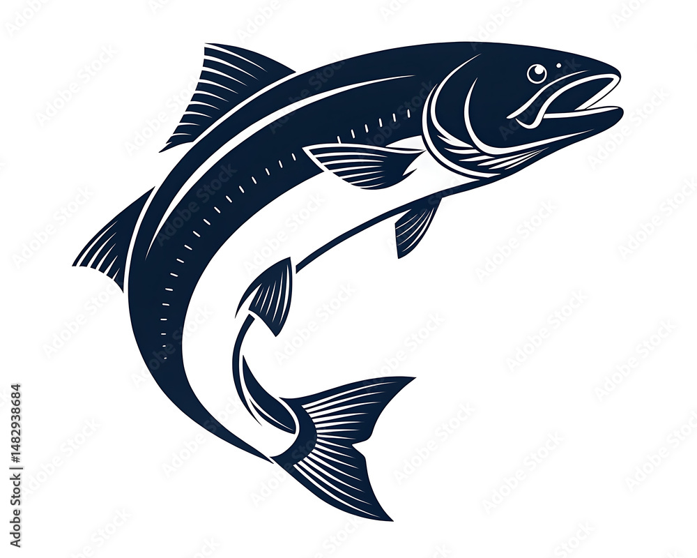 Fototapeta premium The Salmon silhouette vector illustration, logo type silhouette is simple and elegant.