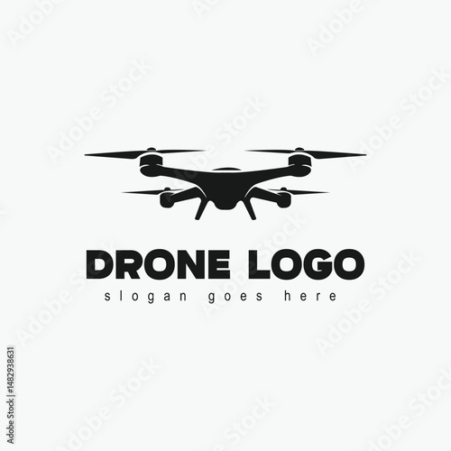Vector drone icon black design. Drone logo.