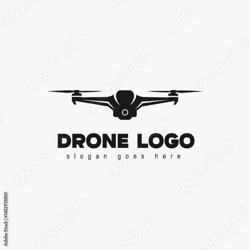Vector drone icon black design. Drone logo.