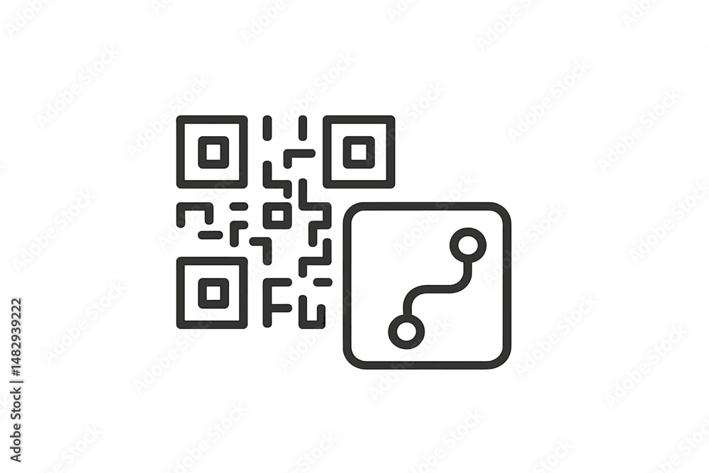 Unique QR code design featuring abstract patterns and a digital connection motif in a modern style Unique QR code design featuring abstract patterns and a digital connection motif in a modern style
