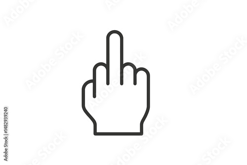 Gesture of defiance displayed by a hand drawing depicting a raised middle finger in a minimalist style