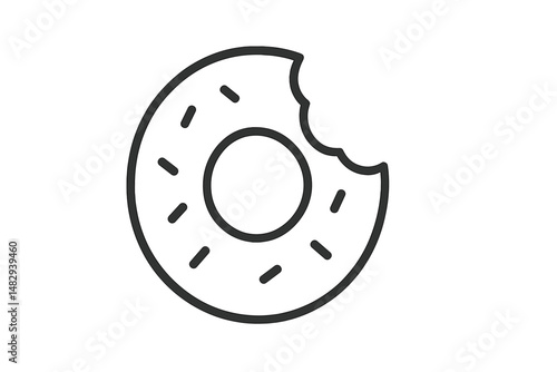Delicious donut with a bite taken out displayed on a minimalist background, showcasing its appealing design and texture