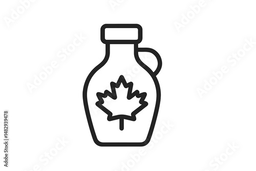 Maple syrup bottle with a leaf design representing Canadian tradition and flavors in a minimalist style