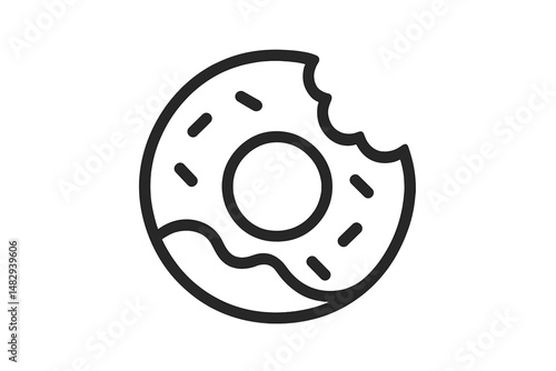 Bitten chocolate donut with sprinkles on a plain background showing fun dessert concept appealing to sweet lovers