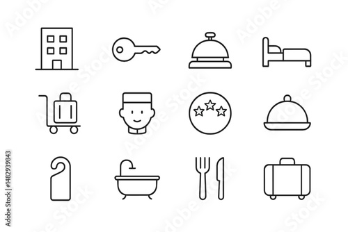 Icons representing hotel services and amenities from a hospitality directory