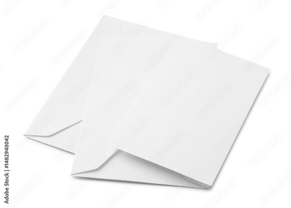 Blank greeting card and paper envelopes on white background Blank greeting card and paper envelopes on white background