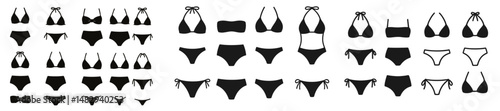 Various styles of black swimwear suitable for beach and pool activities enjoyed during summer days
