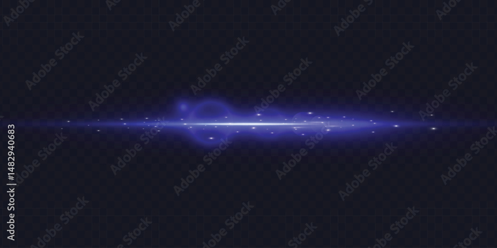 Blue glowing lens flare burst with radial rays and subtle glow on dark space background. Suitable for sci-fi visuals, digital effects, cosmic interfaces and cinematic transitions.