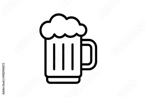 Illustration of a frothy beer mug with bubbles and lines, highlighting a popular beverage enjoyed at gatherings and parties