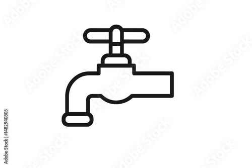 Water faucet with a simple design showcasing a classic turning handle, perfect for plumbing and home renovation projects