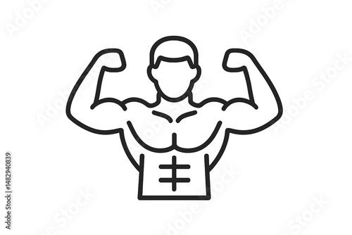 Strong man demonstrating his physique and muscles during a fitness competition in a gym environment