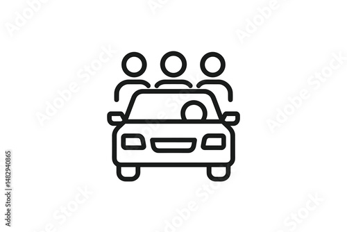 Carpooling with friends during a sunny day commute in a busy urban environment