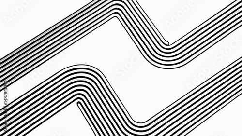 Tropical Circuit, Artistic Race Track Lines in Abstract Black and White Style