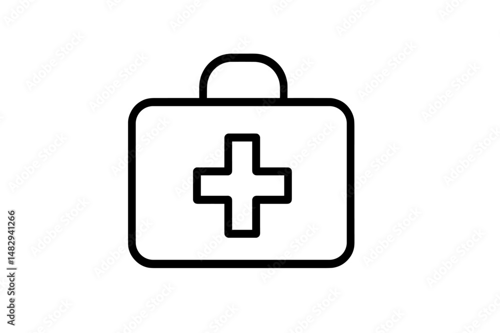 Fototapeta premium Medical kit illustration featuring a cross symbol on a white background