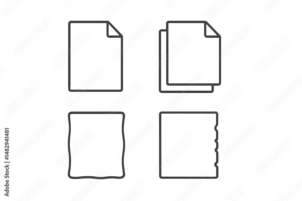 Different styles and shapes of paper sheets displayed on a neutral background for design reference and visual interest Different styles and shapes of paper sheets displayed on a neutral background for design reference and visual interest