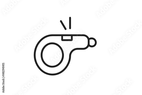 Whistle used for signaling during sports events with a minimalist design in black and white