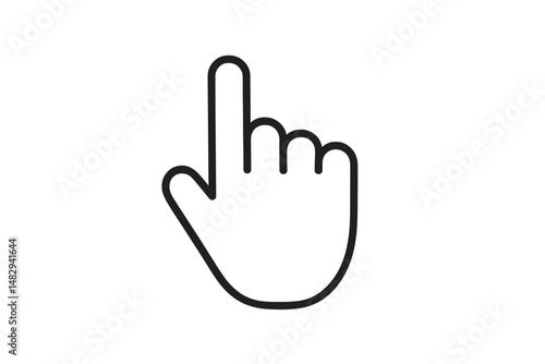 Hand gesture signaling a warning or attention in black outline on a white background