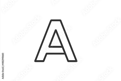 Bold letter A displayed in a minimalistic design emphasizing its geometric shape and lines on a plain background