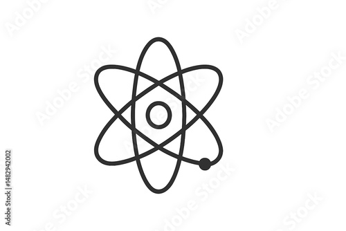 Symbol representing atomic structure showcasing electrons revolving around a nucleus against a simple background