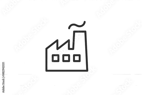 Industrial building with smokestack in a minimalist design showcasing modern architecture and manufacturing