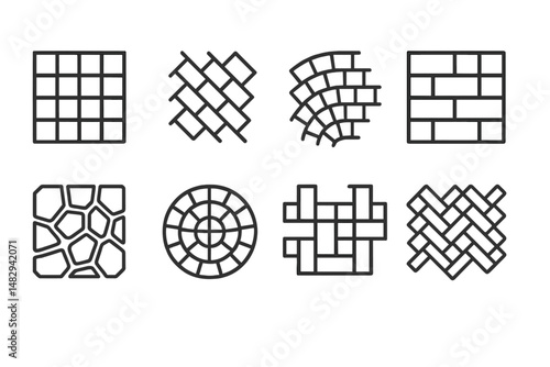 Various patterns of tile, stone, and woven designs displayed in a grid format for artistic inspiration and design ideas