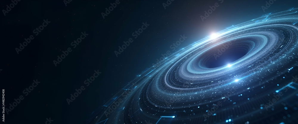 Contemporary Abstract Wallpaper Design with Digital Circuitry and Cosmic Vortex Motifs - Ideal for Corporate Branding and Text Overlays Contemporary Abstract Wallpaper Design with Digital Circuitry and Cosmic Vortex Motifs - Ideal for Corporate Branding and Text Overlays