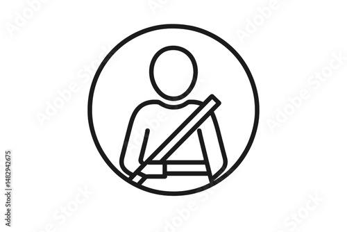Safety symbol indicating the importance of seatbelt usage in vehicles during travel