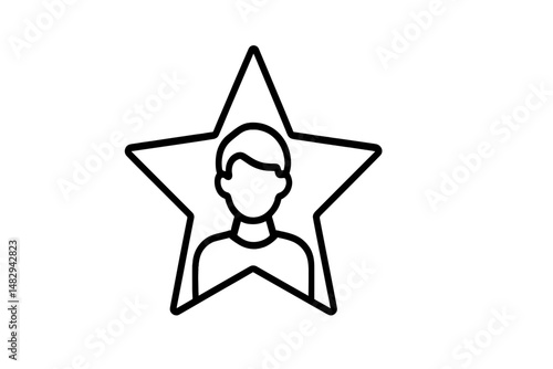 Graphic design featuring a person inside a star outline representing talent and recognition in a creative context