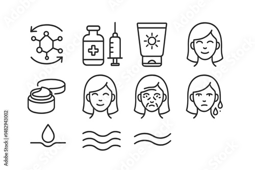 Visual guide illustrating skincare routines, treatments, and common facial concerns for healthy skin management