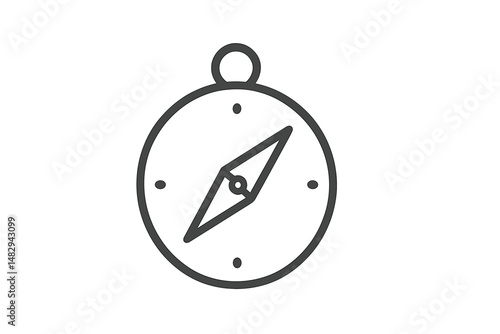 Navigating through exploration with a simple compass symbol showing direction and adventure in a minimalistic style