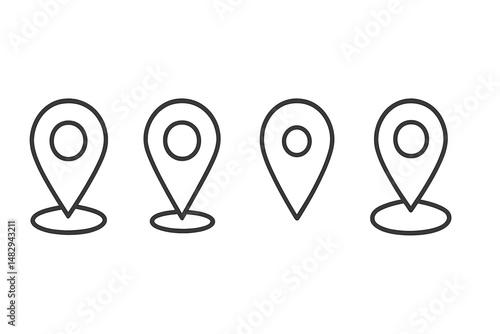 Free Download Symbols of location markers arranged in a row on a minimalistic white background for digital navigation concepts - GFXLoad