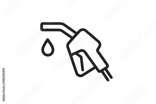 Fuel pump nozzle with dropping fuel represents energy and transportation at gas station