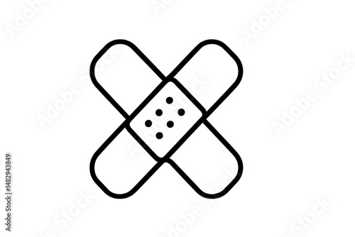 First aid symbol representing a bandaged wound used for medical care in emergency situations
