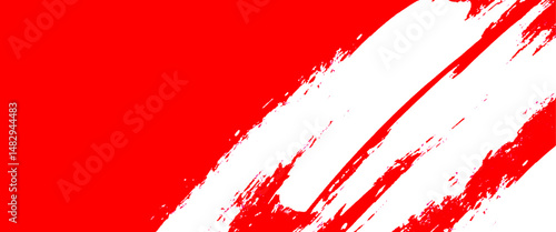 Vector style grunge brush pattern on red background	