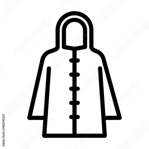 Rain Coat Vector Line Icon Design