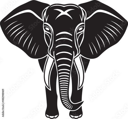 Wallpaper Mural Minimalist Elephant Head Silhouette, Wild Animal Head Design. Torontodigital.ca