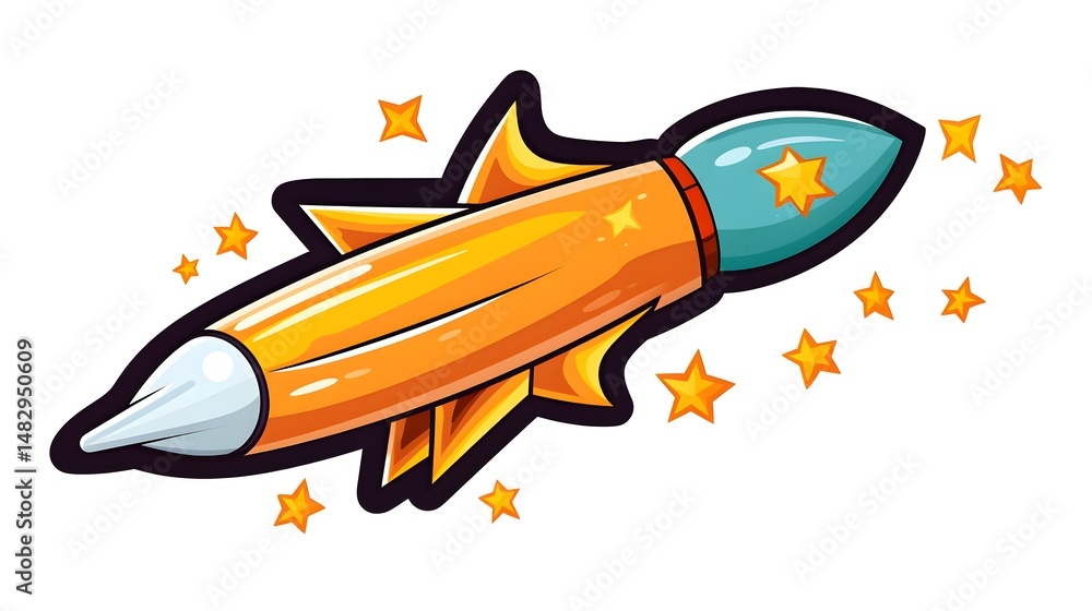 Fototapeta premium Illustrative Sticker Featuring Cartoon Shooting Stars Vector Design for Creatives